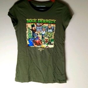 Duck Dynasty L Girls Cartoon Green Top